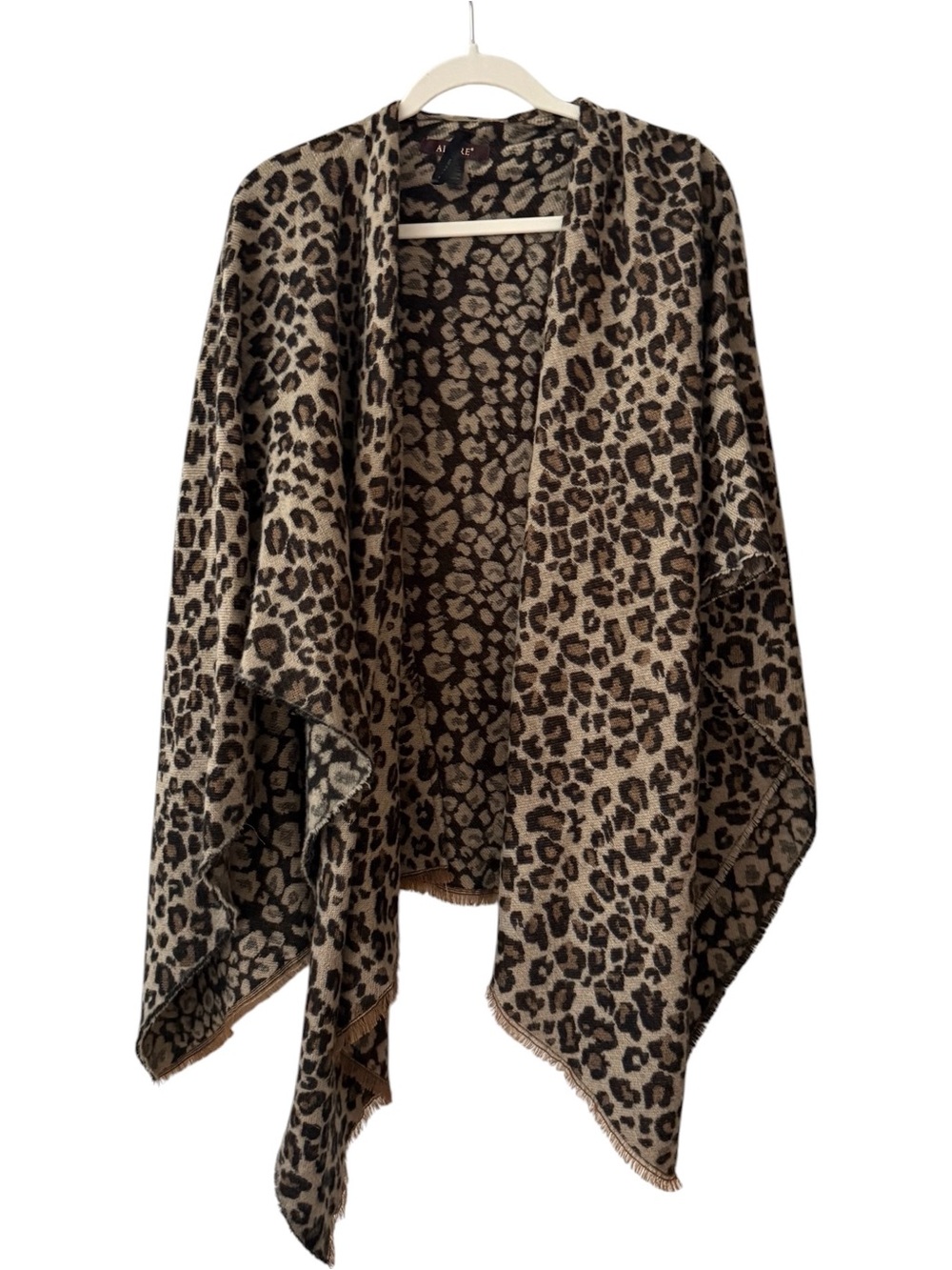Altare Leopard Print Open Front Poncho - Brown & Black One Size